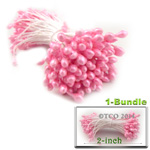 Pearl Stamen, Pistil Double End, 3mm, 1-Bundle, Pink Pearl Stamen, Pistil Double End, 3mm, 1-Bundle, Pink