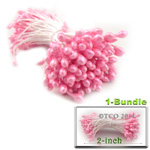 Pearl Stamen, Pistil Double End, 3mm, 1-Bundle, Pink
