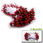 Pearl Stamen, Pistil Double End, 3mm, 1-Bundle, Red Pearl Stamen, Pistil Double End, 3mm, 1-Bundle, Red