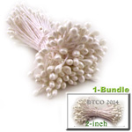 Pearl Stamen, Pistil Double End, 3mm, 1-Bundle, White Pearl Stamen, Pistil Double End, 3mm, 1-Bundle, White