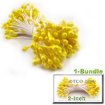 Pearl Stamen, Pistil Double End, 3mm, 1-Bundle, Yellow Pearl Stamen, Pistil Double End, 3mm, 1-Bundle, Yellow