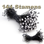 Pearl Stamen, Vintage two-tone top, 144-pc, Black white tip
