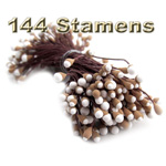 Pearl Stamen, Vintage two-tone, 144-pc, Brown stamen, Brown white Pearl Stamen, Vintage two-tone, 144-pc, Brown stamen, Brown white