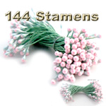 Pearl Stamen, Vintage two-tone top, 144-pc, Green Pink tip
