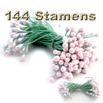 Pearl Stamen, Vintage two-tone top, 144-pc, Green Pink tip
