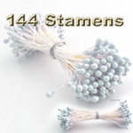Pearlaized Floral Stamen, Vintage Solid, 144-pc, White, Light Blue Pearlaized Floral Stamen, Vintage Solid, 144-pc, White, Light Blue