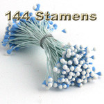Floral Stamen, Vintage two-tone top, 144-pc, White, Light Blue
