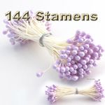 Pearlaized Floral Stamen, Vintage Solid, 144-pc, White, Lavender
