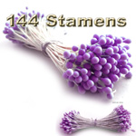 Pearlaized Floral Stamen, Vintage Solid, 144-pc, White, Purple
