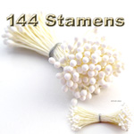 Pearlaized Floral Stamen, Vintage Solid, 144-pc, White, White
