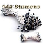 Pearl Stamen, Vintage two-tone top, 144-pc, White, Black tip
