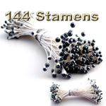 Pearl Stamen, Vintage two-tone top, 144-pc, White, Black tip Pearl Stamen, Vintage two-tone top, 144-pc, White, Black tip