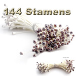 Pearl Stamen, Vintage two-tone top, 144-pc, White Stem, Brown tip
