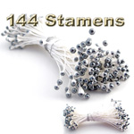 Pearl Stamen, Vintage two-tone, 144-pc, White Stem, White gray tip
