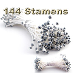 Pearl Stamen, Vintage two-tone, 144-pc, White Stem, White gray tip Pearl Stamen, Vintage two-tone, 144-pc, White Stem, White gray tip