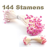 Pearl Stamen, Vintage two-tone, 144-pc, White Stem, White gray Pearl Stamen, Vintage two-tone, 144-pc, White Stem, White gray